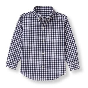 Janie and Jack Navy Blue White Gingham Button Down Shirt 6-12 Months